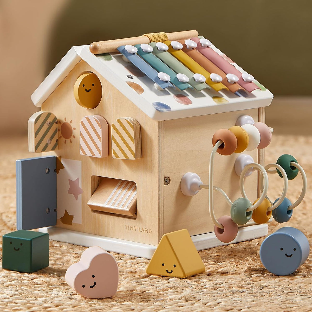 Tiny Land Cubo de actividades de madera 9 en 1, juguete educativo para