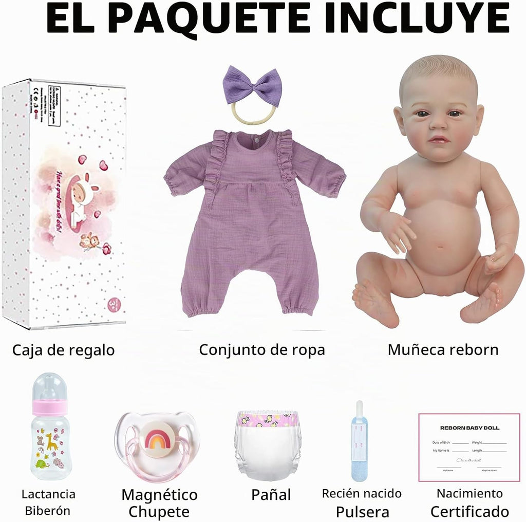 SCOM - Muñecas realistas Reborn de 18 pulgadas con cuerpo de vinilo