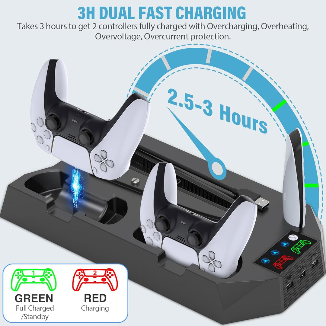 PS5 Slim Stand and Cooling Station with Controller Charging Station...
