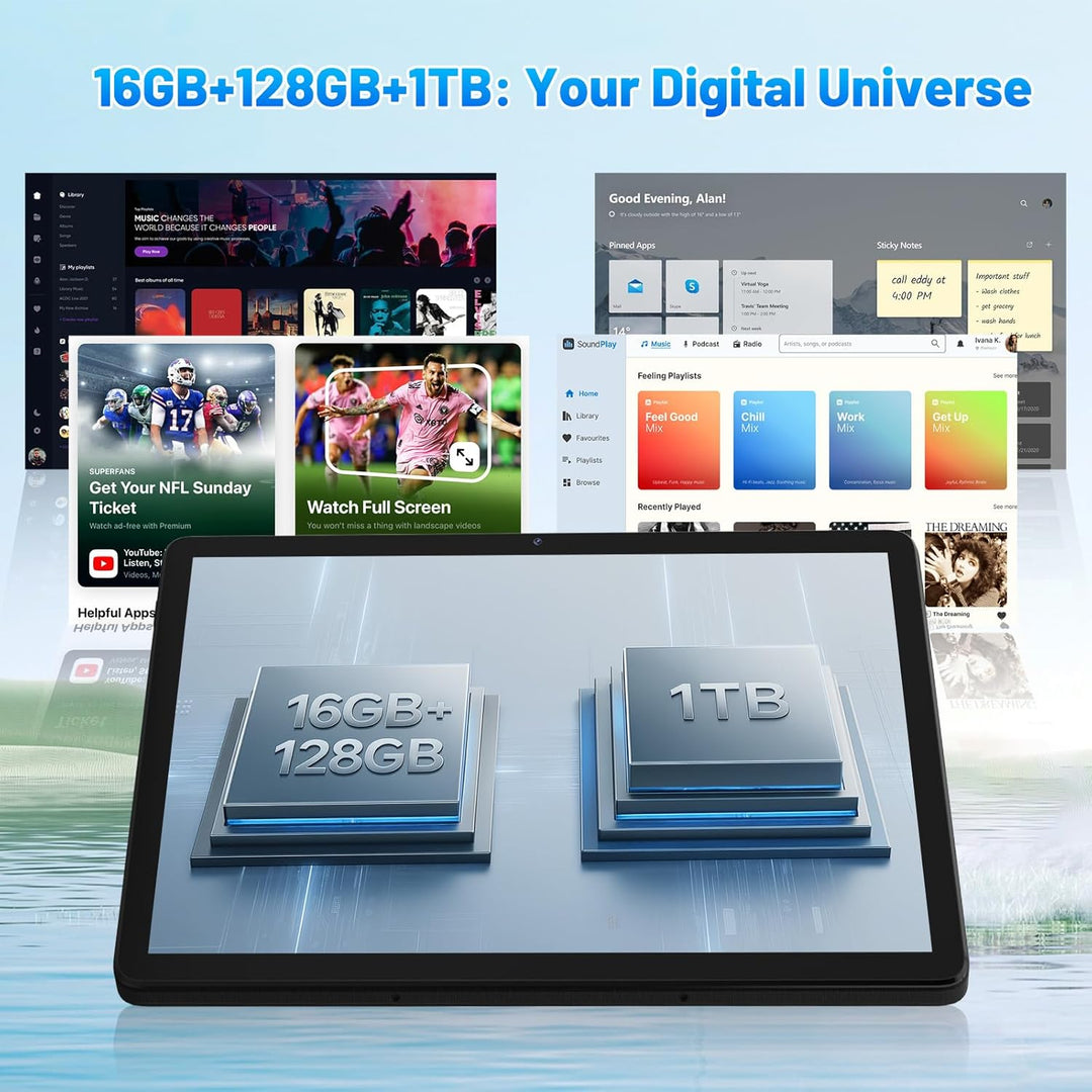 Glesso - Tablet Android de 10.95 pulgadas, 16 GB de RAM, 128 GB de...