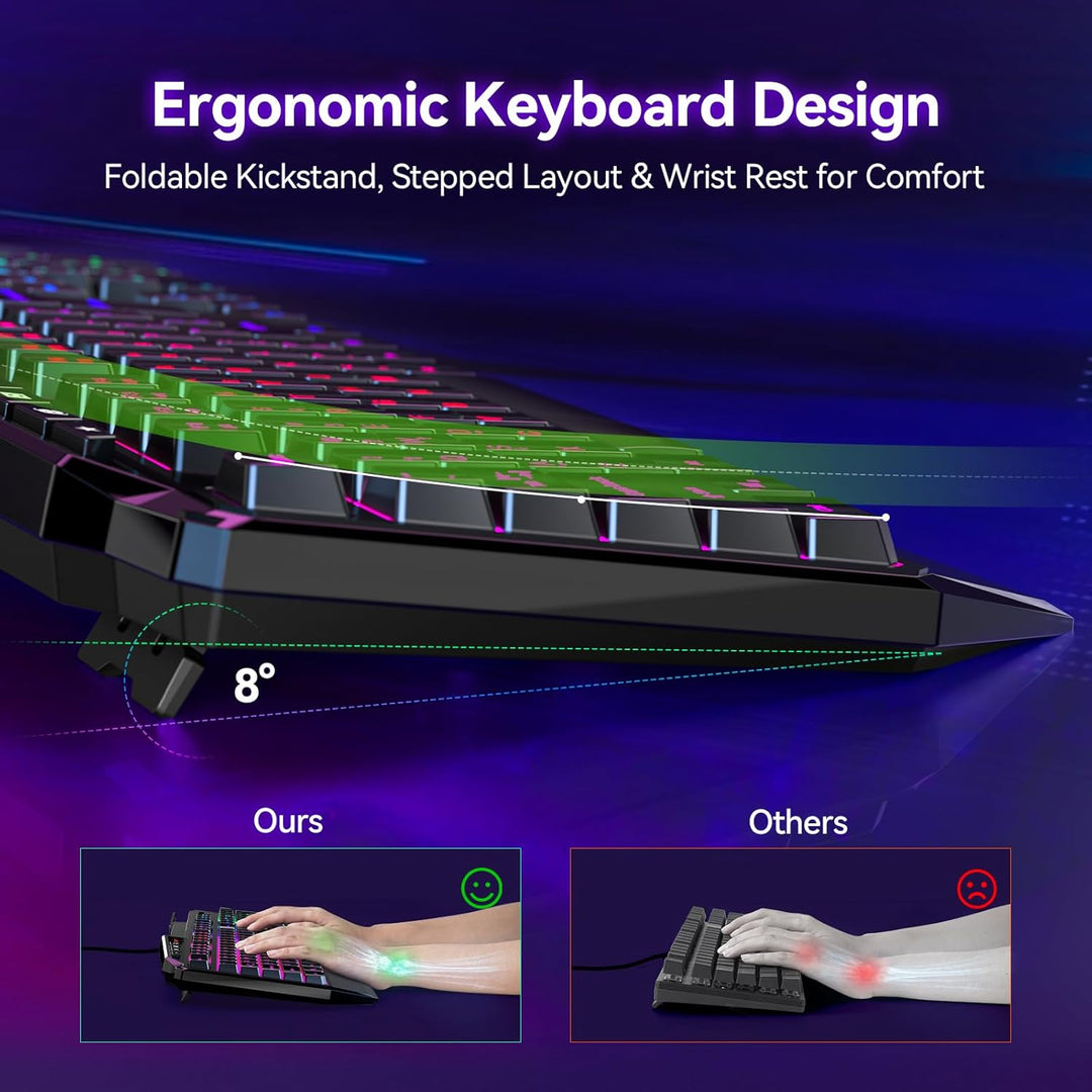 TECKNET Teclado RGB para juegos con cable, 26 teclas, antifantasma,...