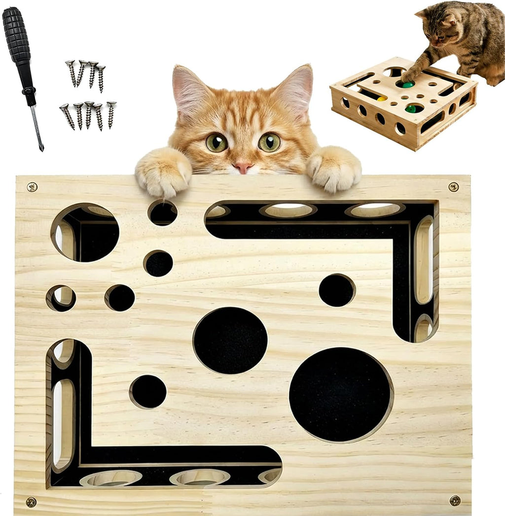 Rascador de uñas para gatos, caja de enriquecimiento de rompecabezas de arañazos para gatos con papel de lija en el interior para el cuidado de las garras de gato, uñas de corte sin estrés