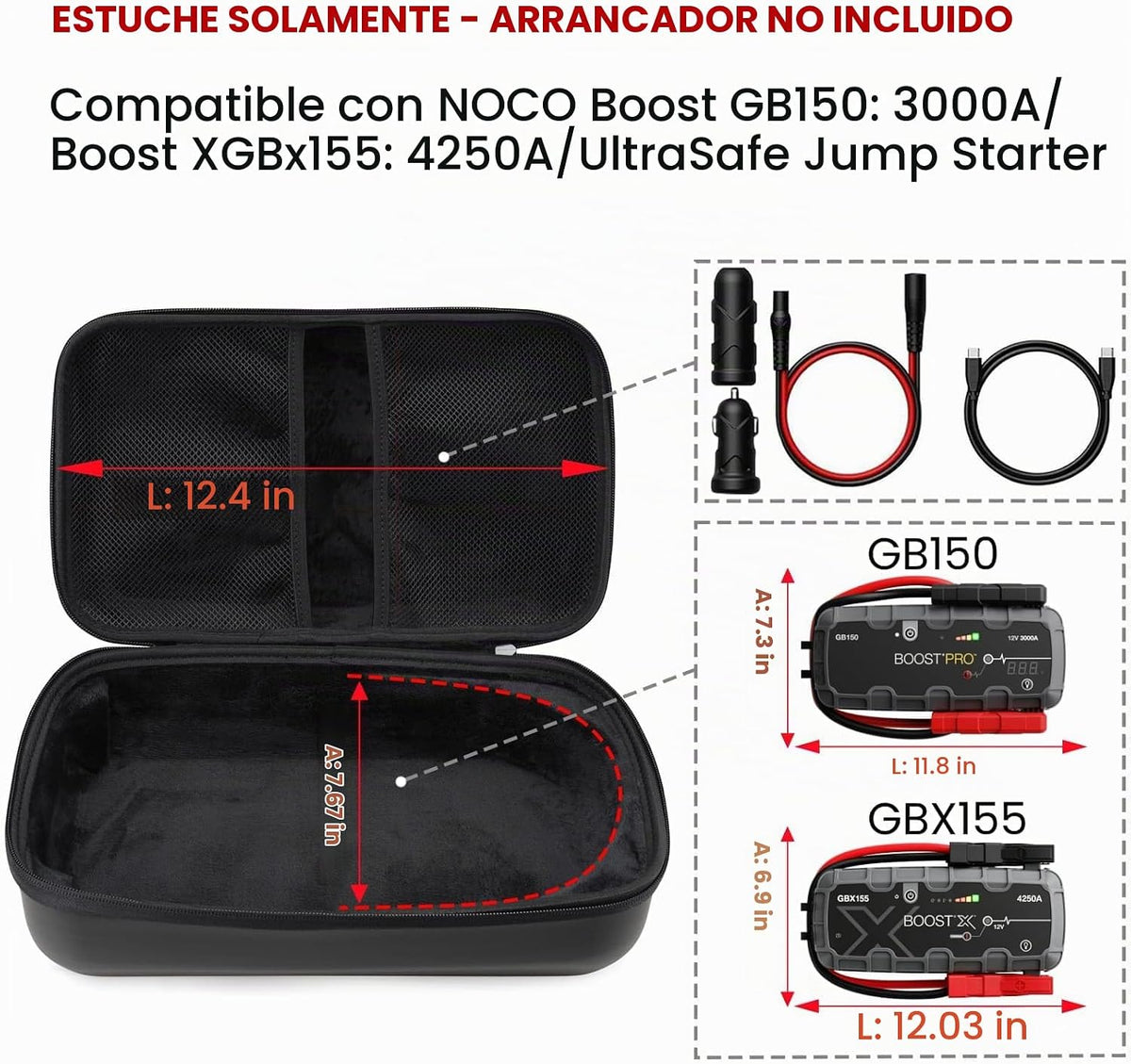 Funda EVA compatible con NOCO GB150/GBX155 Jump Starter (solo base)