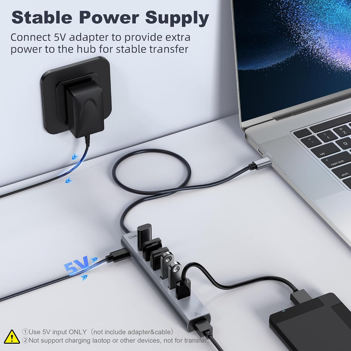 intpw, hub USB 3.0 de 8 puertos, adaptador 5V/3A