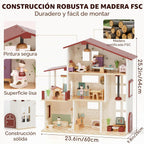 Lehoo Castle Casa de muñecas de madera para niñas, casa de muñecas con 5