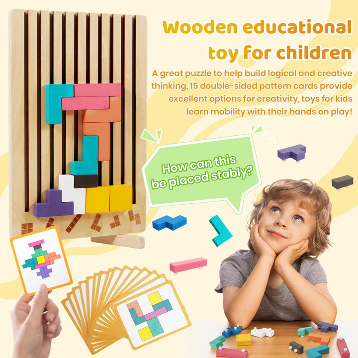Rompecabezas de madera Montessori 3D de bloque ruso