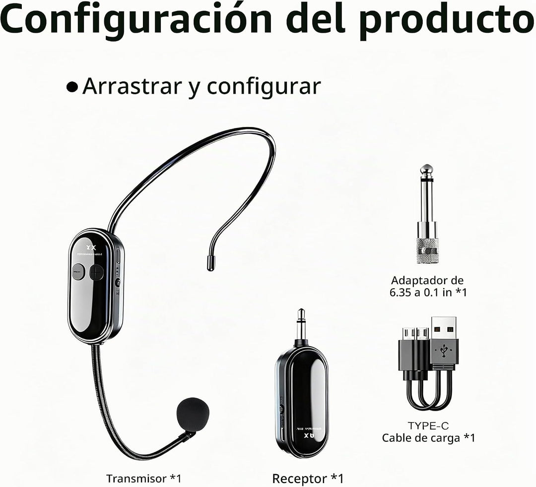 LYAIXZE Auriculares de micrófono inalámbrico, auriculares 2 en 1 y...