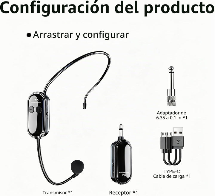 LYAIXZE Auriculares de micrófono inalámbrico, auriculares 2 en 1 y...