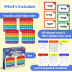 THE FIDGET GAME Science of Reading - Tarjetas didácticas y alfombrillas de estallido, dígrafos maestros y sílabas, kit educativo atractivo para dislexia y lectores jóvenes, grados 1-3