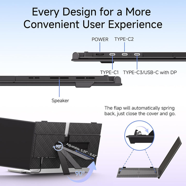 ROYY - Extensor de pantalla para laptop, monitor portátil 1080P FHD...