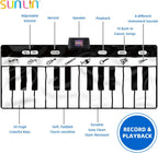 SUNLIN Alfombrilla de piano de 6 pies, tapete de teclado de piso: 24 teclas, 10 demostraciones, 8 sonidos de instrumentos, grabación y reproducción, juguetes musicales interactivos gigantes, regalos