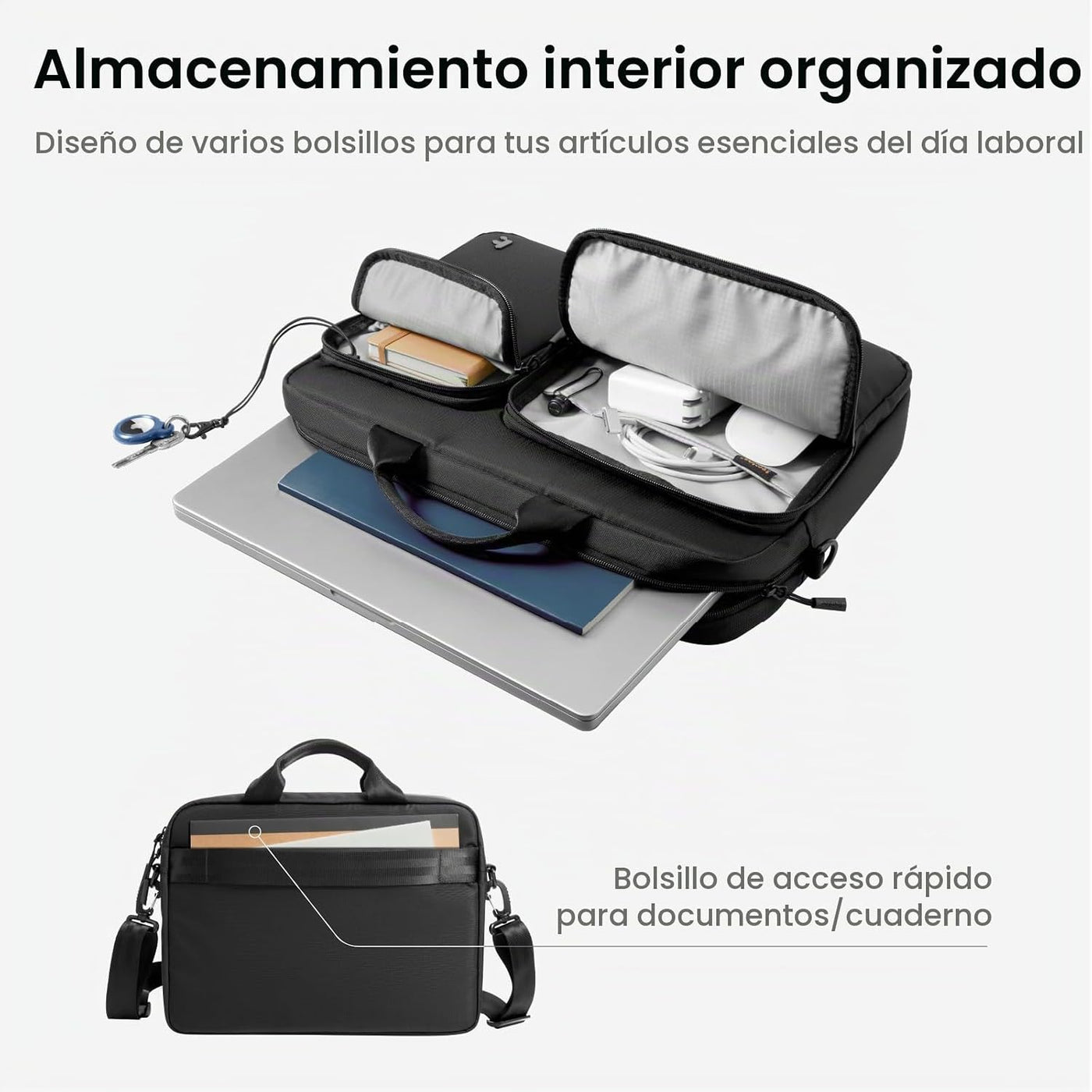 tomtoc A33 - Bolsa de hombro delgada para laptop de 13-14 pulgadas...