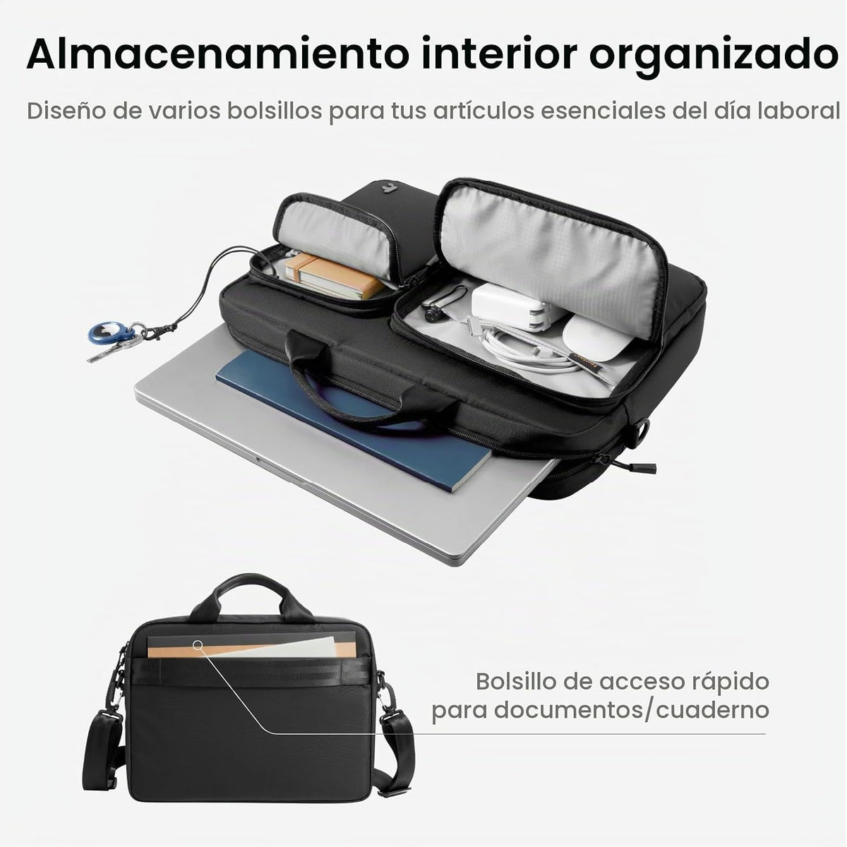 tomtoc A33 - Bolsa de hombro delgada para laptop de 13-14 pulgadas, Negro, 13-14 Inch Laptop