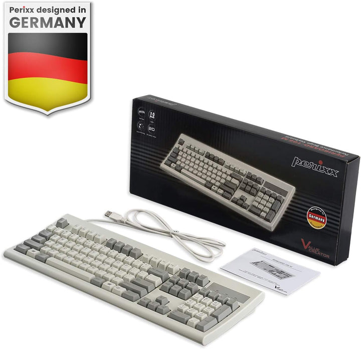 Perixx PERIBOARD-106M, teclado USB de tamaño completo con cable de...
