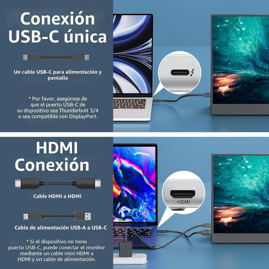 cocopar Monitor portátil de 15.6 pulgadas 1080P FHD 60Hz 85% sRGB M...