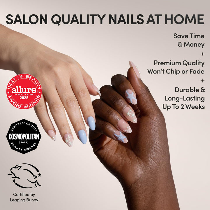 Glamnetic - Salty Waves | Uñas postizas cortas en forma de estrella...
