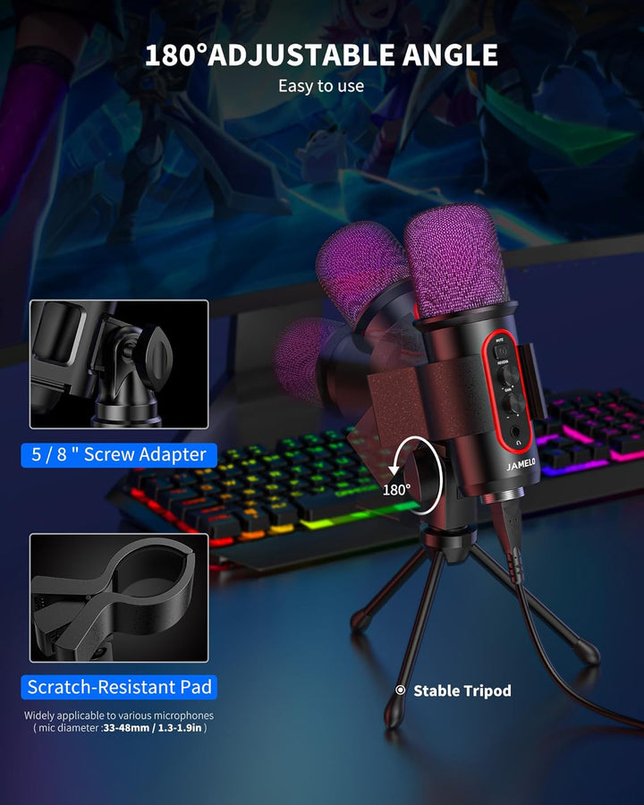 Camola Micrófono para juegos, micrófono de condensador de computado...