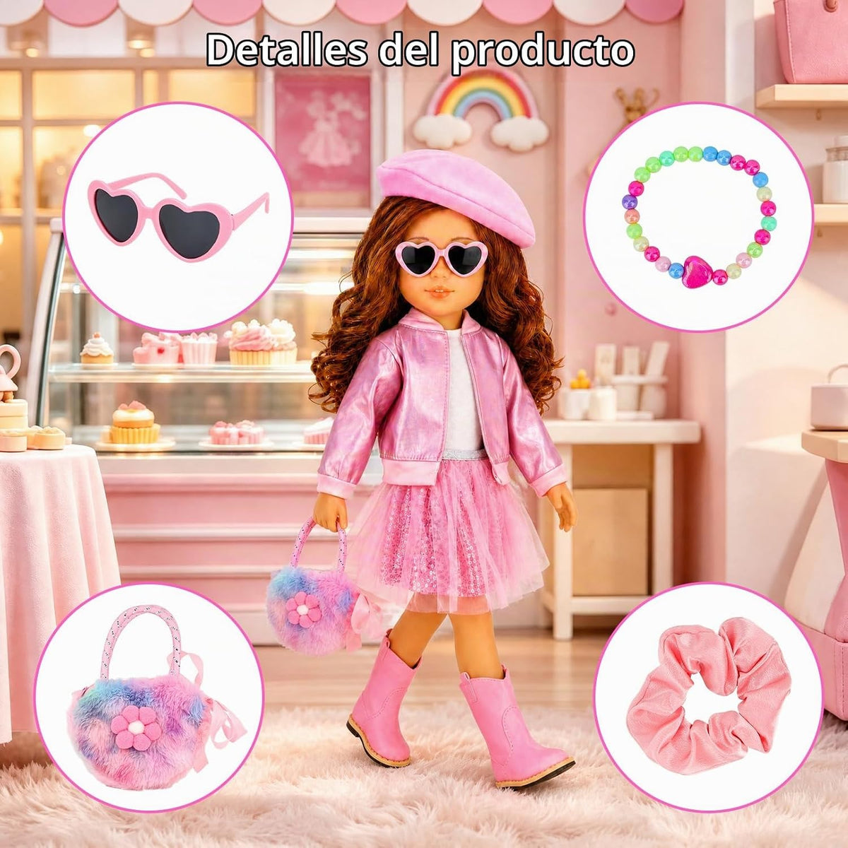10 piezas de ropa de muñeca americana de 18 pulgadas y accesorios de