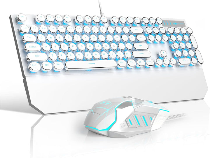 Combo de teclado y mouse retro de máquina de escribir, bonito tecla...