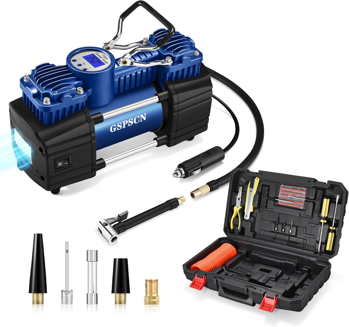 GSPSCN Inflador de neumáticos de alta resistencia 12V Bomba de comp...