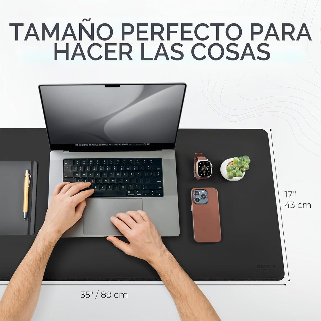 Nordik - Alfombrilla de escritorio de fieltro y cuero, doble capa, color
