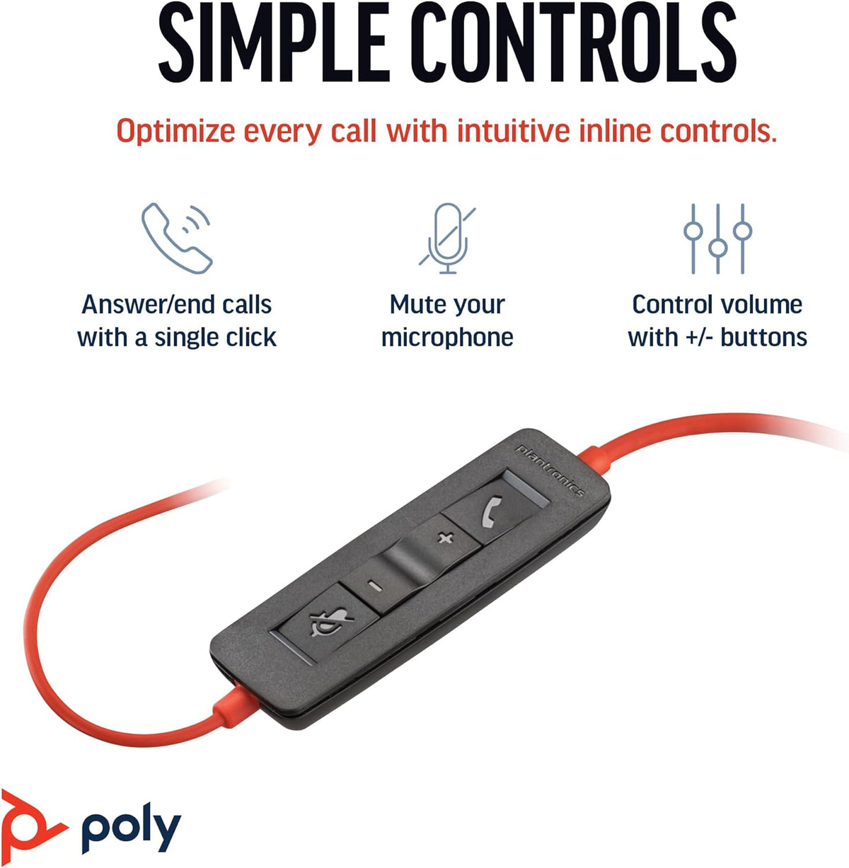 Poly Blackwire 3210 - Auriculares con cable micrófono con