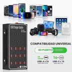 Estación de carga USB de 250 W 50 A para múltiples dispositivos, bloque de cargador USB rápido de 50 puertos, cargador rápido de pared de escritorio con protección inteligente, regleta de alimentación