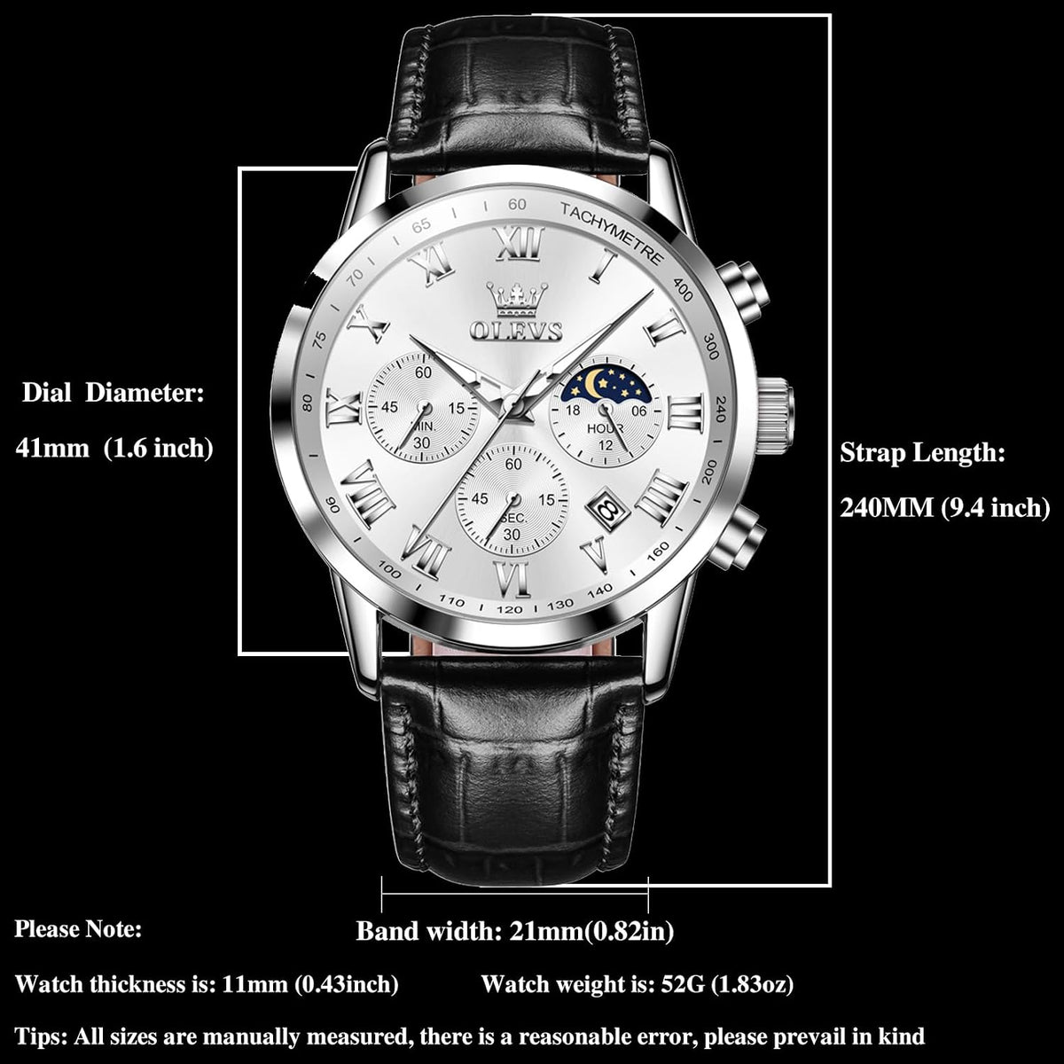 OLEVS Relojes para Hombres Lujo Cara Grande Relojes Resistente al Agua