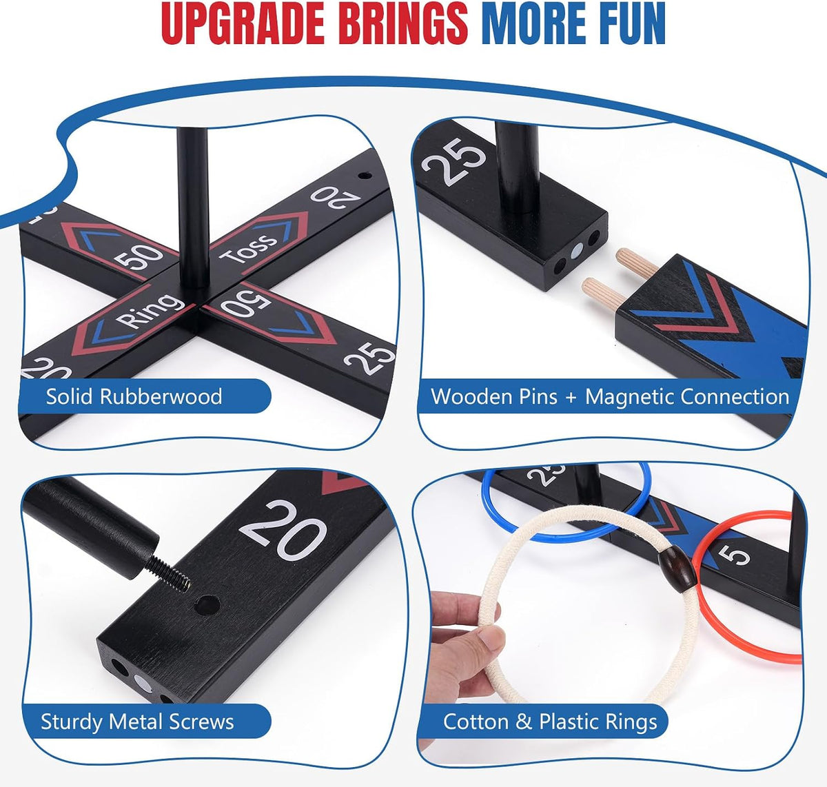 Peradix Juego de lanzamiento de anillos para niños, juego de césped para