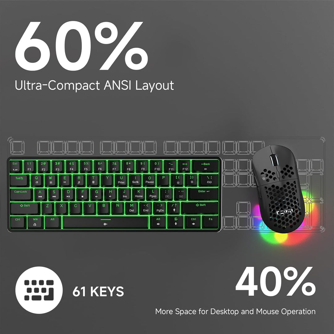 TMKB Teclado Mecánico para Juegos 60%, Interruptor Lineal Rojo, Ret...