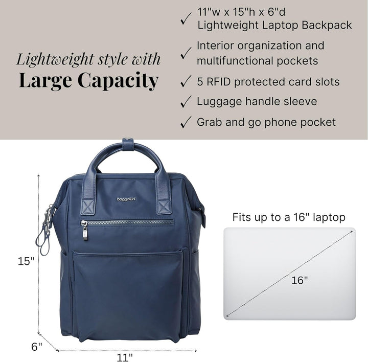 Baggallini Mochila Soho para mujer, Azul marino (French Navy), tall...