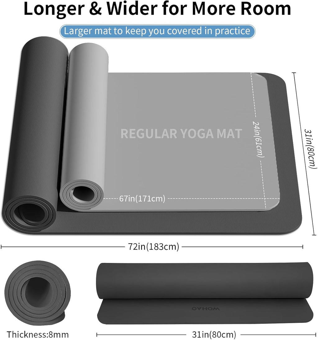Colchoneta de Yoga Extra Ancha y Gruesa 8 mm, 72" x 31.5"