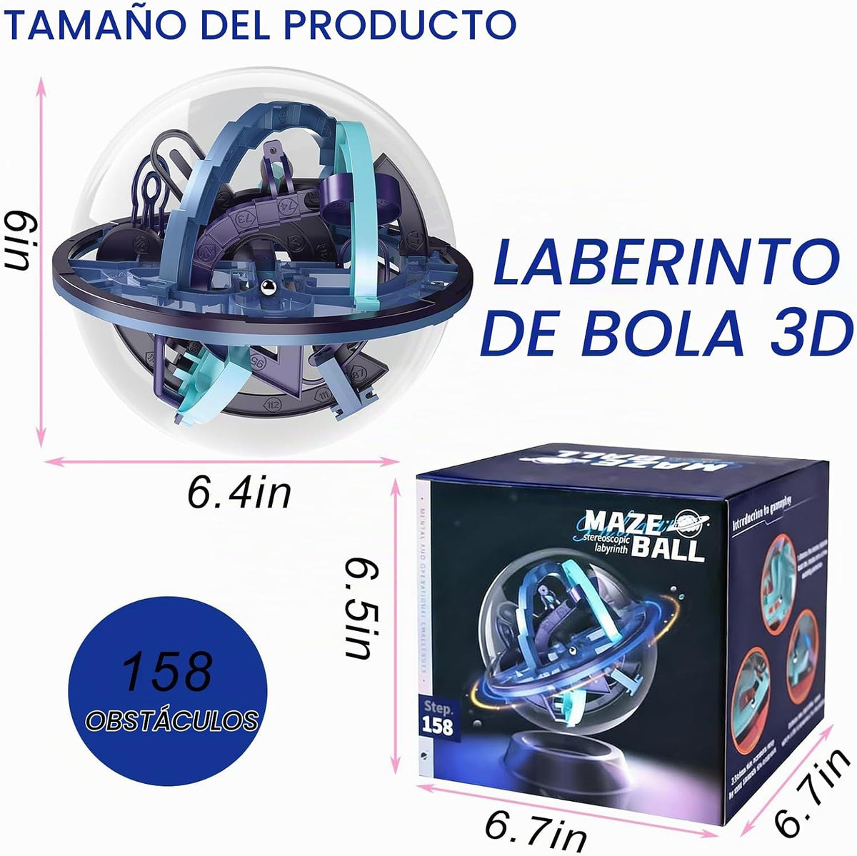 Bola de laberinto 3D, juego interactivo de esfera laberinto con 158