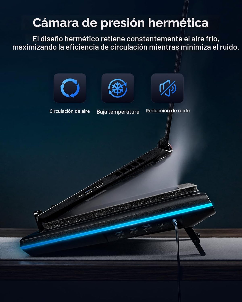 llano V12 Ultra Base de Refrigeración para Portátil con Control Inteligente por Software Ventilador para Laptop