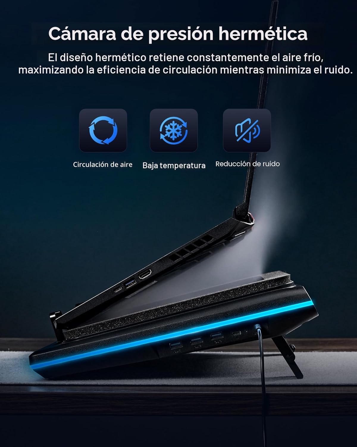 llano V12 Ultra Base de Refrigeración para Portátil con Control Inteligente por Software Ventilador para Laptop