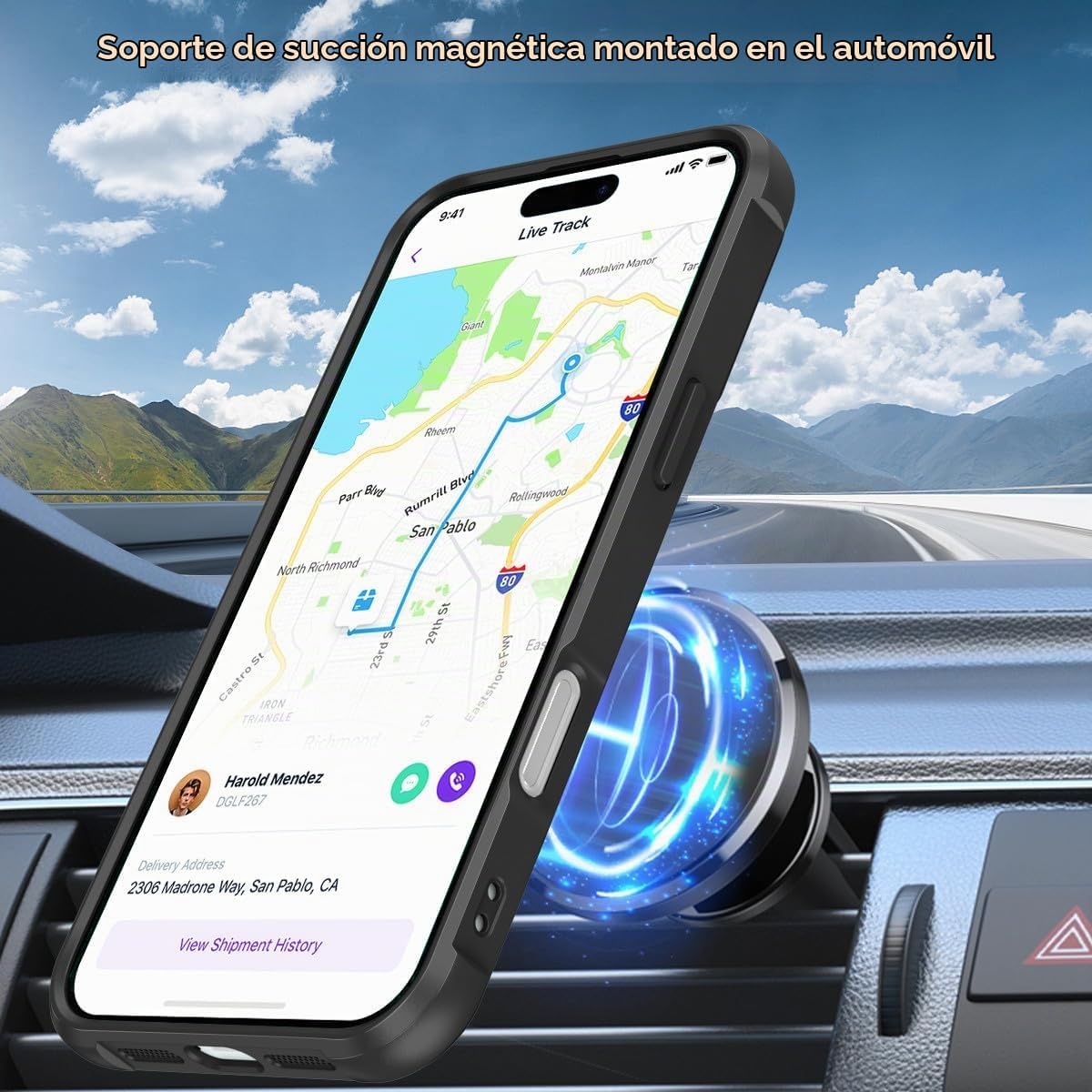 Funda compatible con iPhone 16 Pro con soporte, color negro