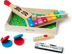 Melissa & Doug Band-in-a-Box - Juego de instrumentos de madera de 7 piezas
