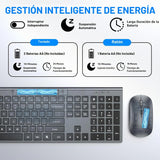 Combo de teclado y mouse inalámbricos, teclado silencioso ultra del...