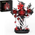 DRZYJ Juego de construcción de cruz de rosas góticas para adultos, 598 piezas de bloques de ramo de rosas rojas oscuras con mano de esqueleto, decoración de escritorio de Halloween, regalo gótico