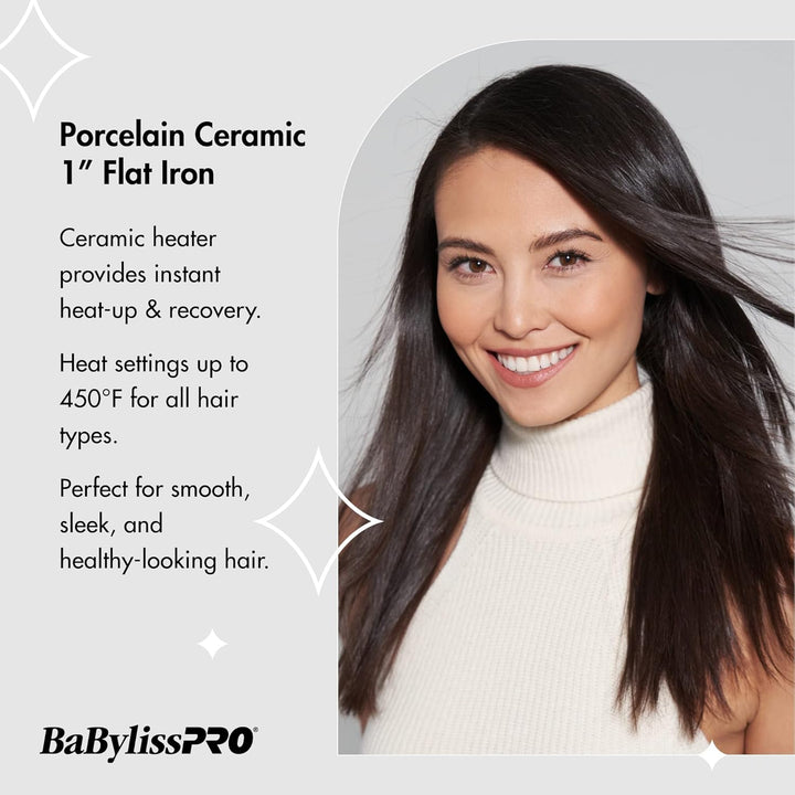 BaBylissPRO Porcelain Flat Iron Hair Straightener, Hair Straightene...