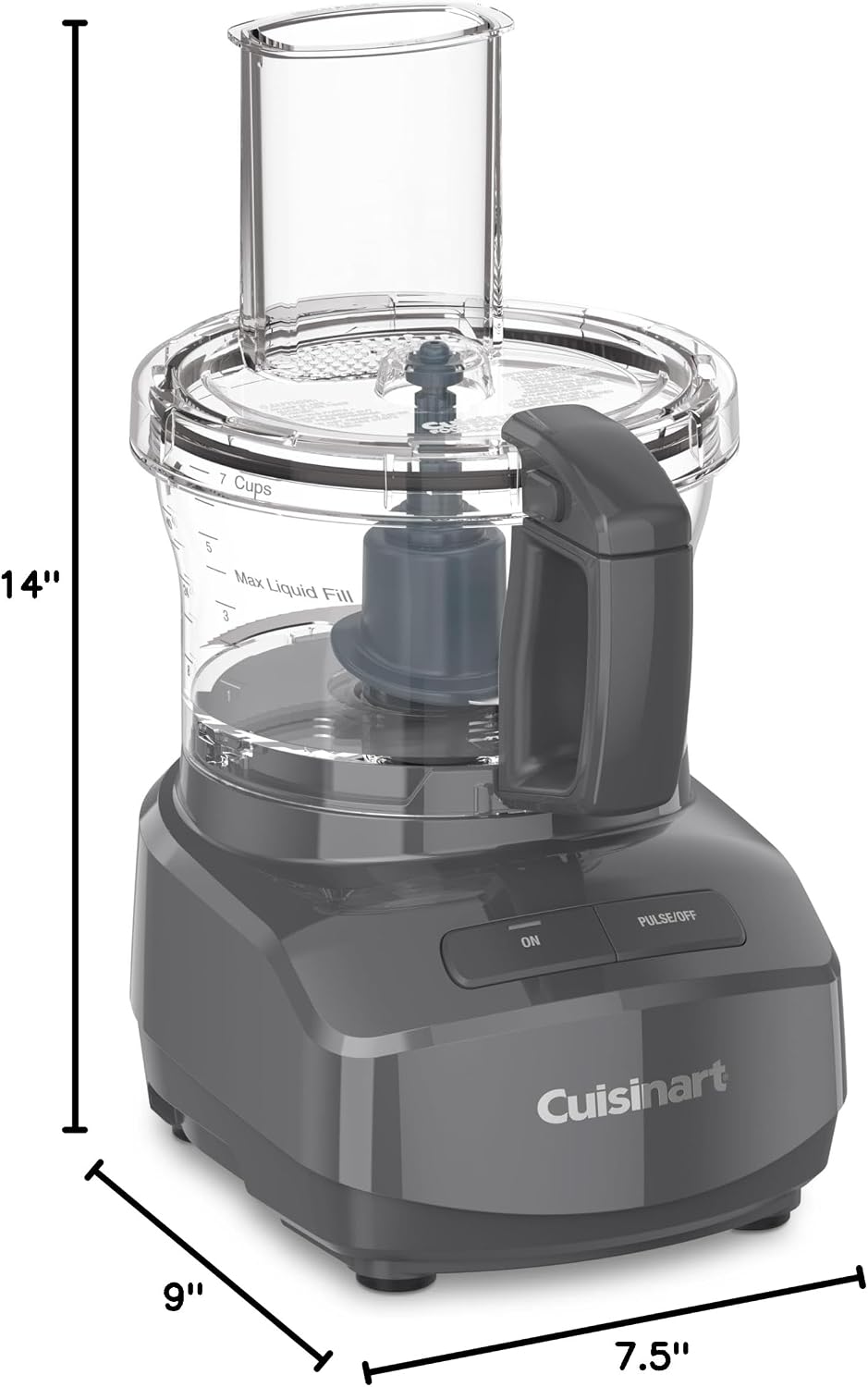 Cuisinart Procesador de alimentos de diseño elegante y moderno de 7 tazas con dos controles fáciles y cuchilla universal para picar, mezclar y masa (gris)