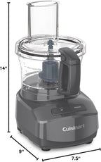 Cuisinart Procesador de alimentos de diseño elegante y moderno de 7 tazas con dos controles fáciles y cuchilla universal para picar, mezclar y masa (gris)