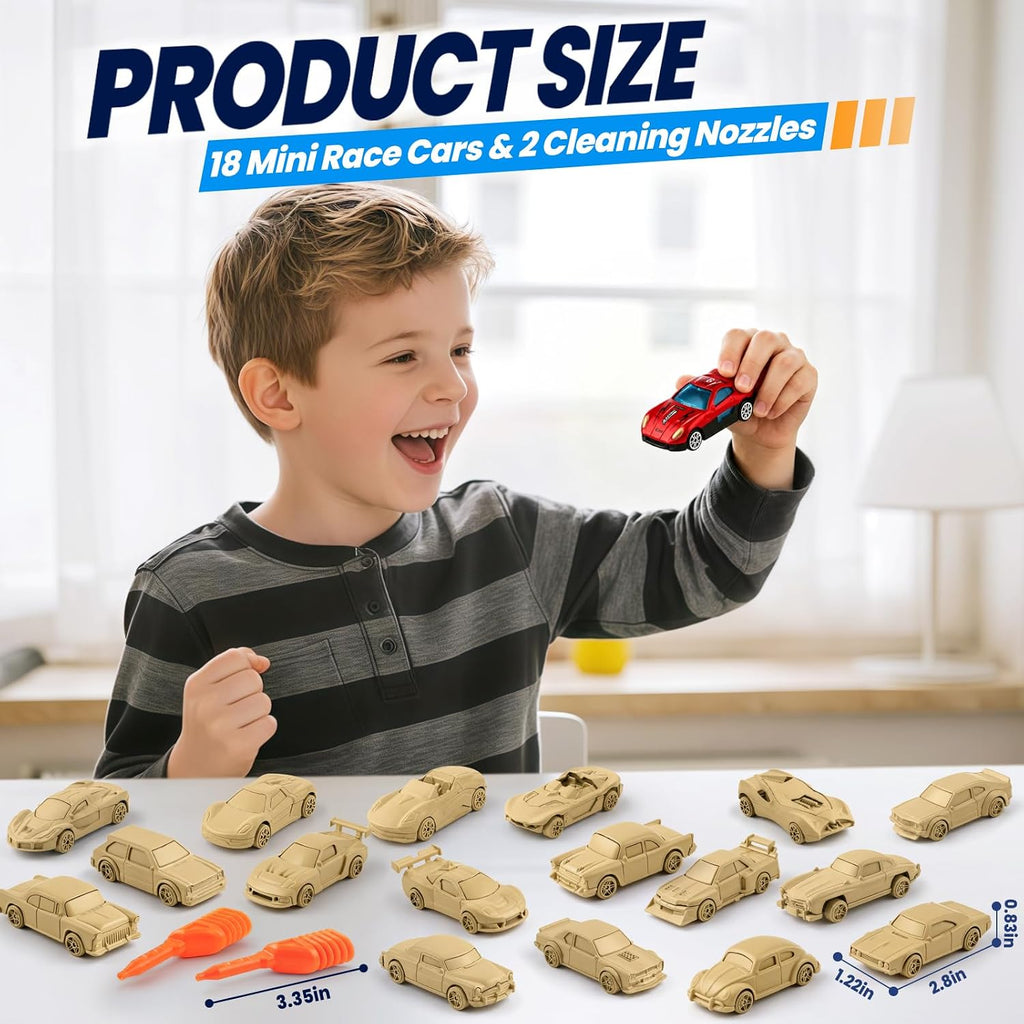 Mini lavado de 18 piezas para revelar autos de juguete, recuerdos de fiesta