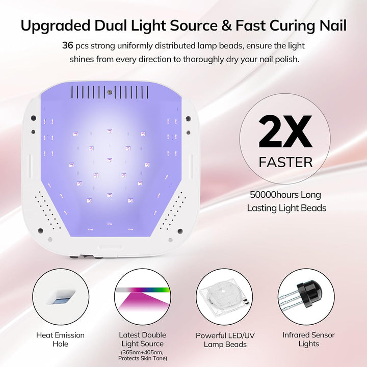 Lavinda Lámpara de uñas LED UV de 54 W, luz de uñas de gel inalámbr...