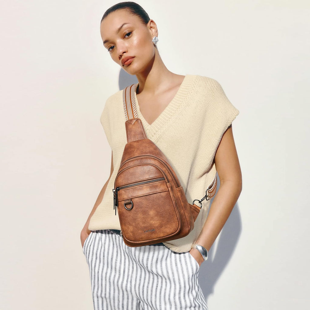 Bolso bandolera de 7L para mujeres y hombres, de cuero vegano, bolsos cruzados, riñonera, monedero, mochila sobre el hombro, bolsa antirrobo de viaje