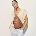 Bolso bandolera de 7L para mujeres y hombres, de cuero vegano, bolsos cruzados, riñonera, monedero, mochila sobre el hombro, bolsa antirrobo de viaje