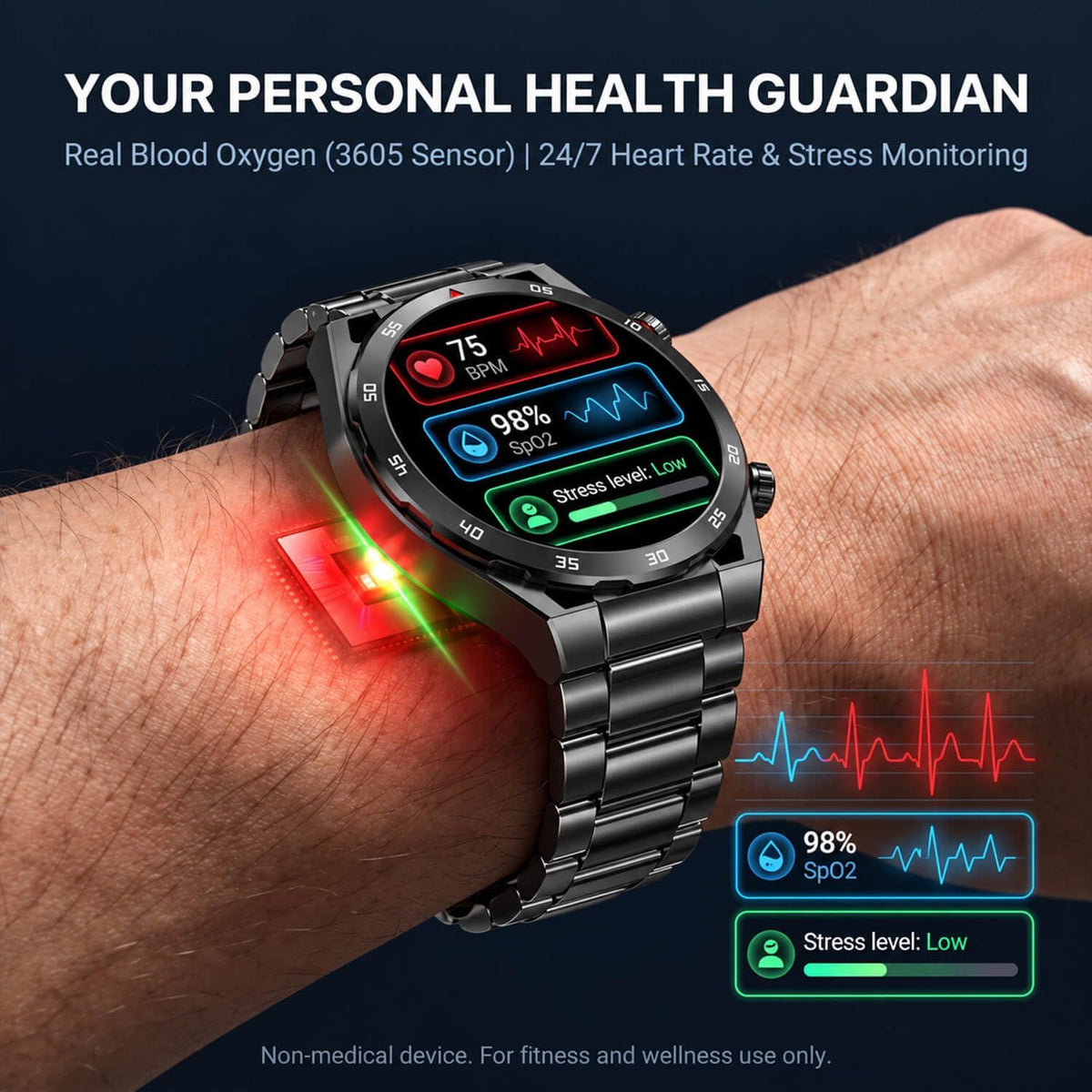Reloj inteligente, pantalla AMOLED Bluetooth Llamadas Fitness