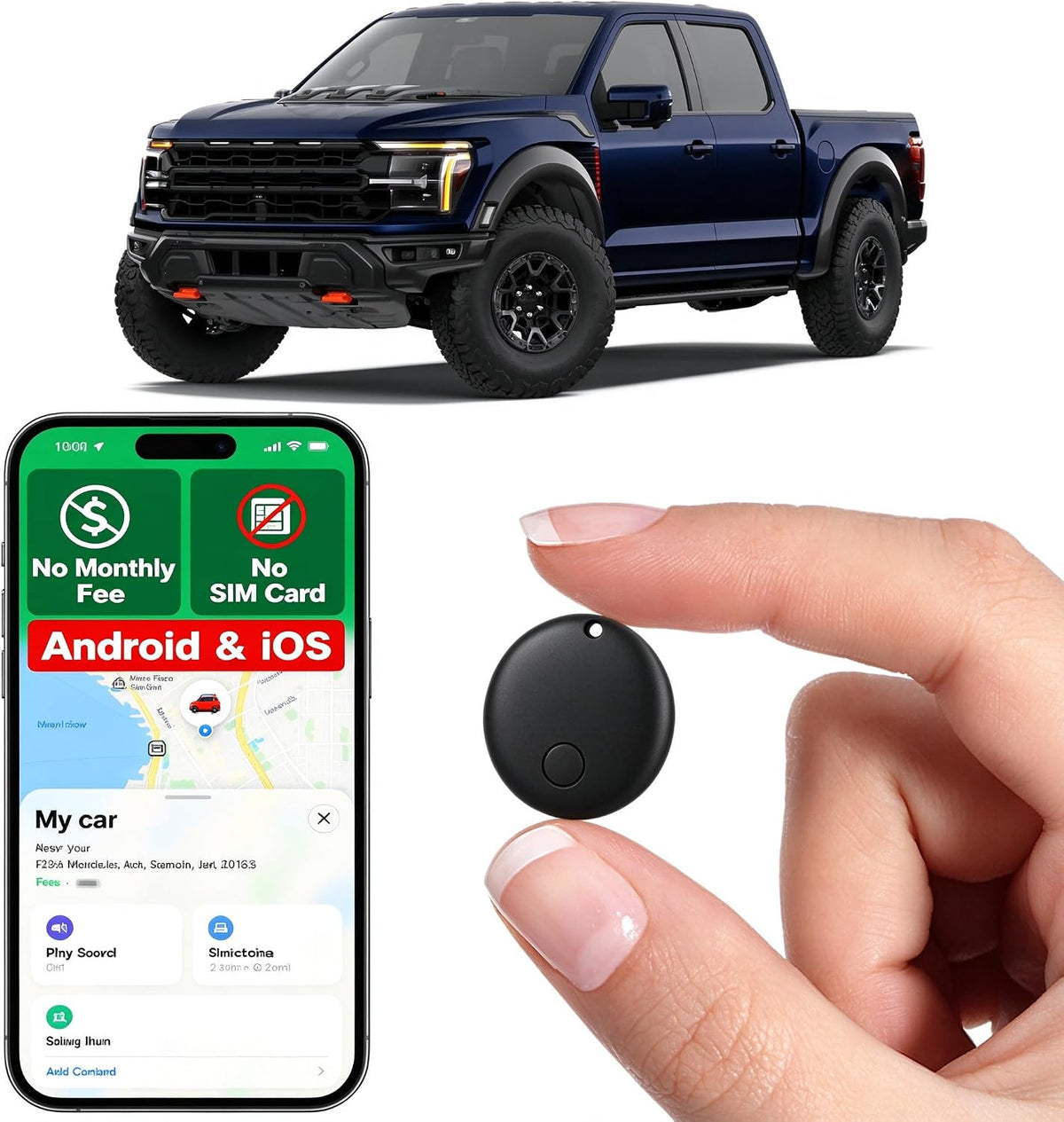 Rastreador GPS para vehículos, rastreador de automóvil oculto sin tarifa mensual, dispositivo de seguimiento de vehículos en tiempo real, sin suscripción, sin tarjeta SIM