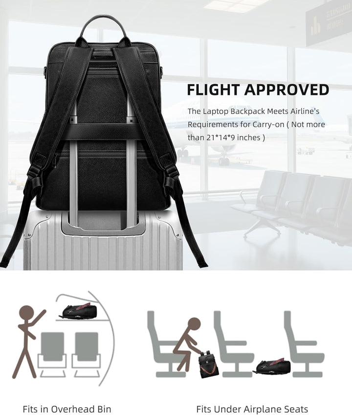 SYTRAH - Mochila de cuero para laptop para mujer, Bolso de laptop d...