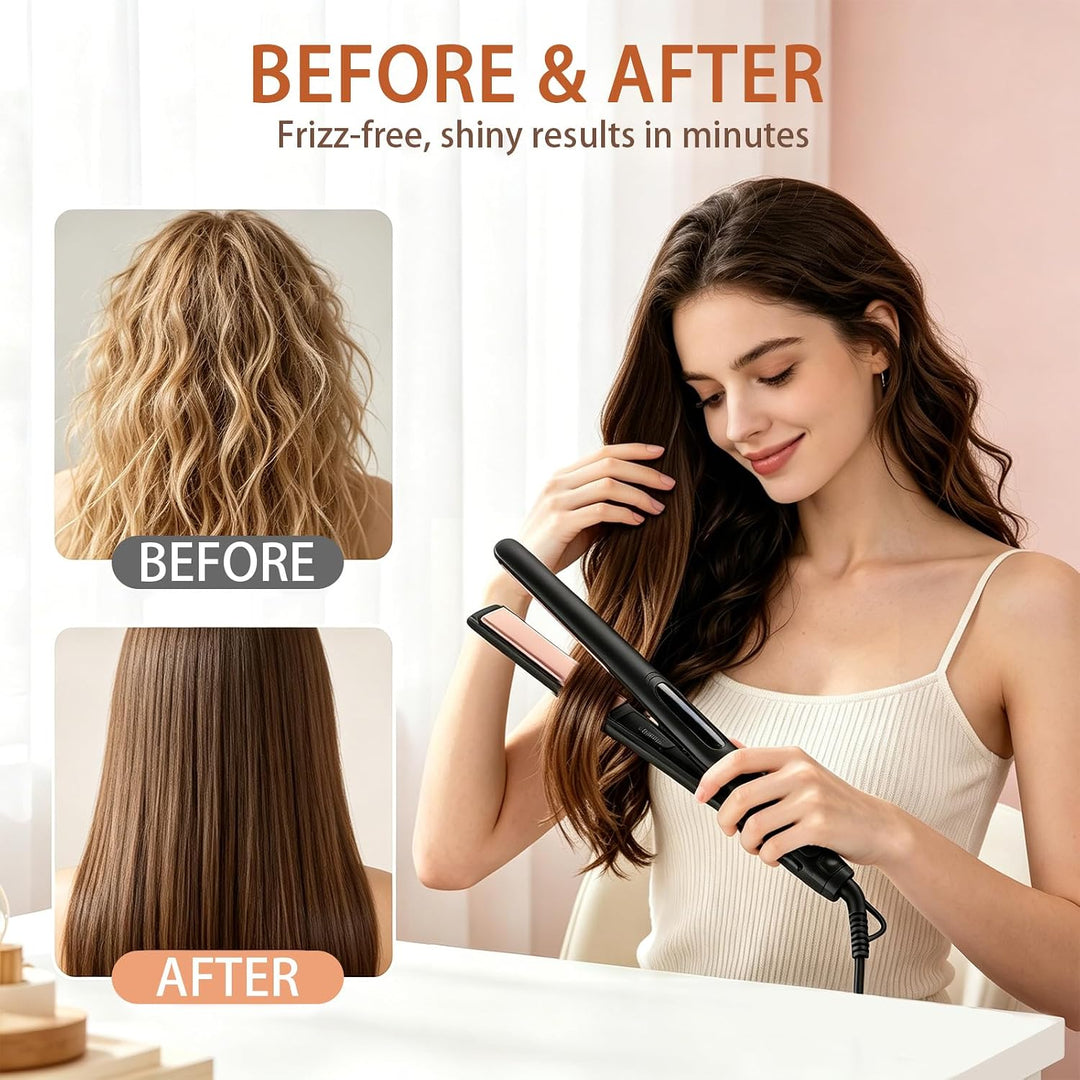 Plancha de pelo de 1 pulgada y rizador 2 en 1 de cerámica iónica de...